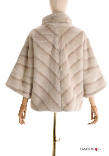 Kunstfell Jacke mit Reißverschluss 3/4 ärmel - ph 2