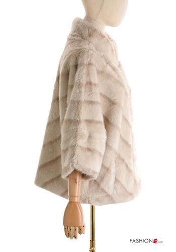 Kunstfell Jacke mit Reißverschluss 3/4 ärmel - ph 3