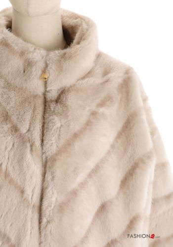 Kunstfell Jacke mit Reißverschluss 3/4 ärmel - ph 4