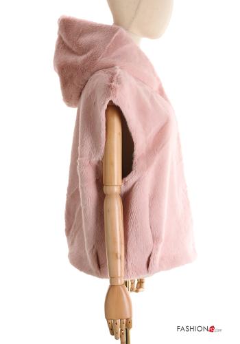 faux fur Gilet with hood - ph 3
