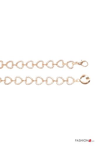 Cinto regulável estampado coração com strass - ph 3