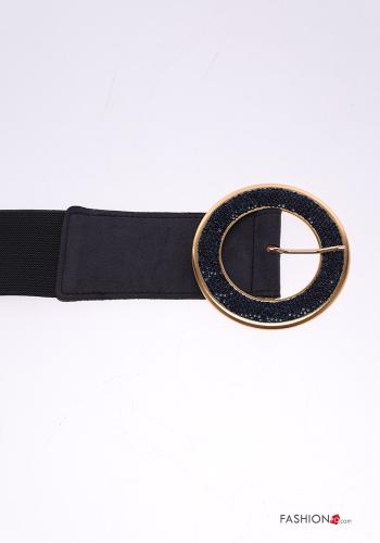 Cintura in Vera pelle regolabile con strass con elastico