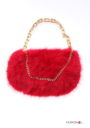faux fur Shoulder bag with shoulder strap with chain