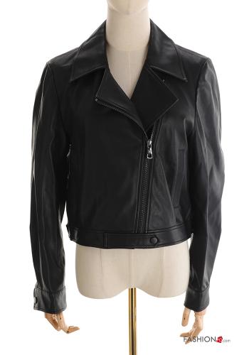 Chiodo ecopelle maniche lunghe con zip - ph 1