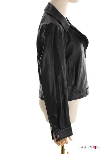 Chiodo ecopelle maniche lunghe con zip - ph 3