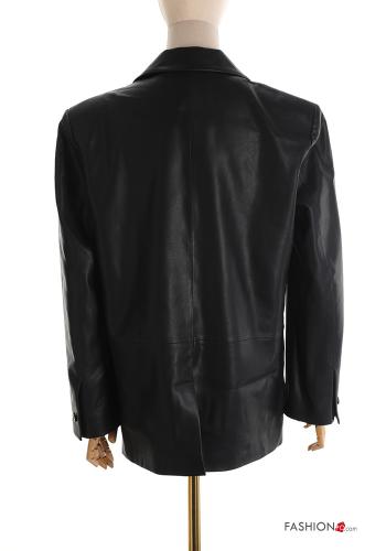 Kunstleder lange ärmel Jacke mit Knöpfen - ph 2