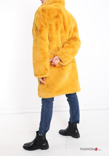 Kunstfell Mantel mit Knöpfen mit Taschen - ph 2