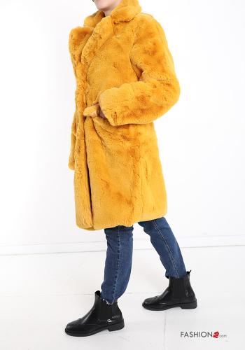Kunstfell Mantel mit Knöpfen mit Taschen - ph 3