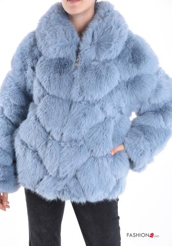 faux fur Jacket with pockets with zip - ph 1