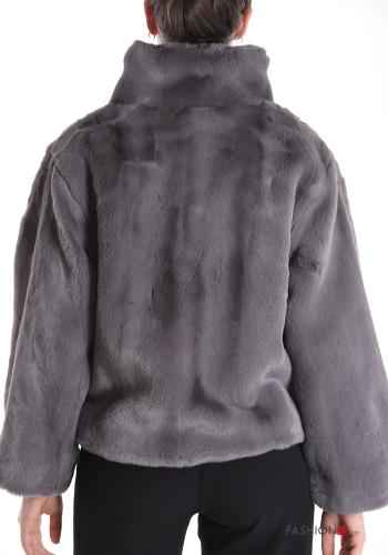 Chaqueta piel sintética de cuello alto con bolsillos - ph 2