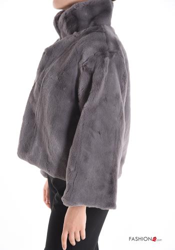 Chaqueta piel sintética de cuello alto con bolsillos - ph 3