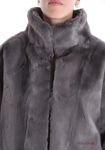 Chaqueta piel sintética de cuello alto con bolsillos - ph 4