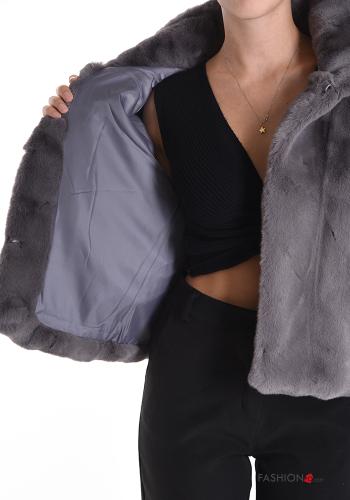 Chaqueta piel sintética de cuello alto con bolsillos - ph 5