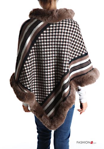 Geometric pattern faux fur Poncho - ph 2