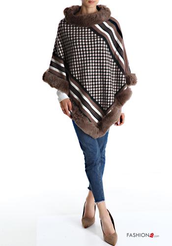 Geometric pattern faux fur Poncho - ph 5