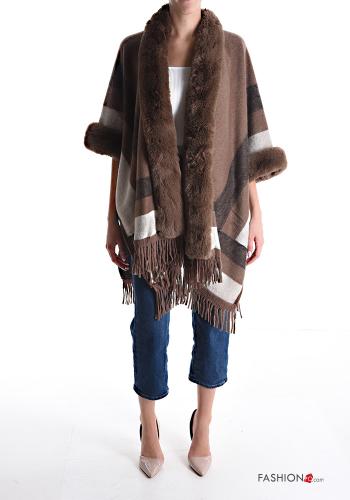 Striped faux fur Cape with fringe - ph 1