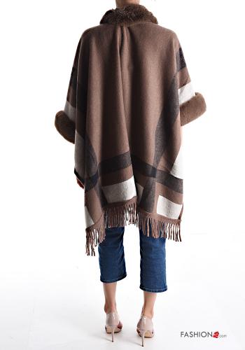 Striped faux fur Cape with fringe - ph 2