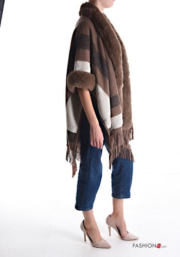 Striped faux fur Cape with fringe - ph 3