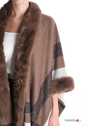 Striped faux fur Cape with fringe - ph 4