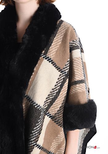 Mantella pelliccia sintetica Fantasia tartan con frange - ph 4