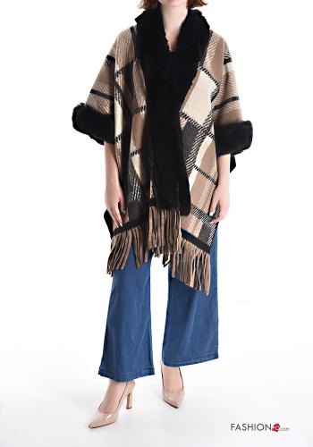 Mantella pelliccia sintetica Fantasia tartan con frange - ph 5