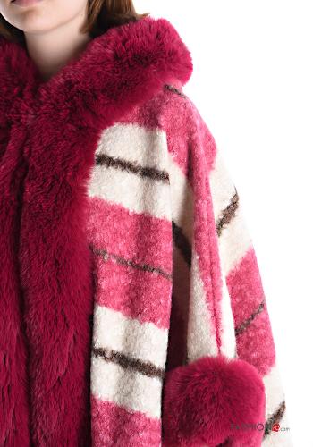 Tartan faux fur Cape with hood with fringe - ph 4
