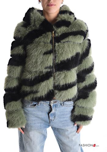 Tiermuster Jacke mit Reißverschluss mit Futter mit Kapuze - ph 1