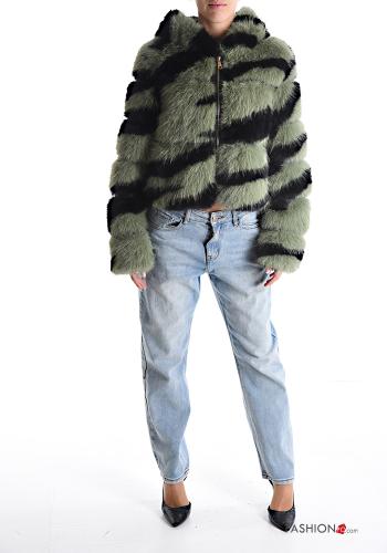 Tiermuster Jacke mit Reißverschluss mit Futter mit Kapuze - ph 5