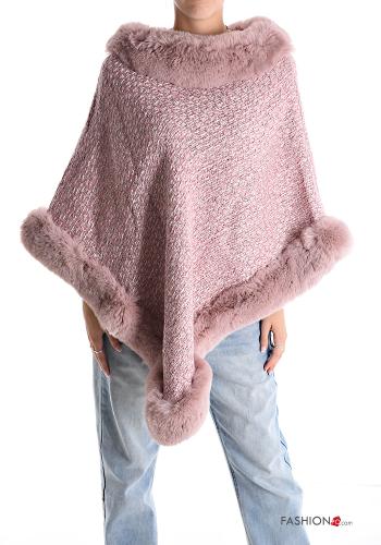 Kunstfell Poncho aus Wollmischung - ph 1