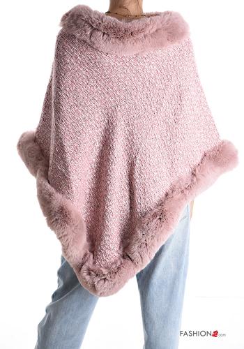 Kunstfell Poncho aus Wollmischung - ph 2