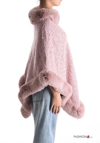 Kunstfell Poncho aus Wollmischung - ph 3