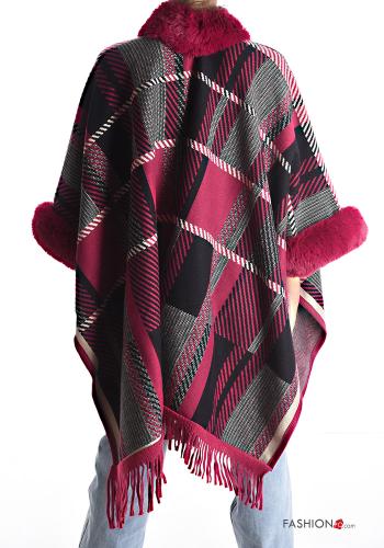 Cape fourrure synthétique Motif tartan à franges - ph 2
