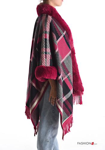Cape fourrure synthétique Motif tartan à franges - ph 3