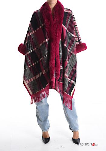 Cape fourrure synthétique Motif tartan à franges - ph 5