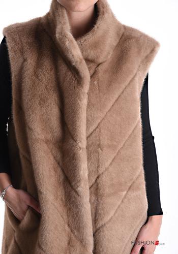 Smanicato pelliccia sintetica lungo con tasche senza fodera - ph 4