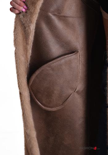 Smanicato pelliccia sintetica lungo con tasche senza fodera - ph 5