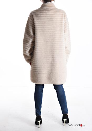 faux fur long sleeve Coat with rhinestones - ph 2