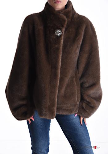 Ecological Fur Jacket with rhinestones without lining - ph 1