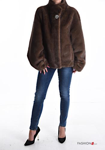 Ecological Fur Jacket with rhinestones without lining - ph 5