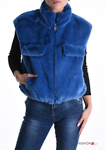 Colete pelo sintético com bolsos com fecho com forro - ph 1