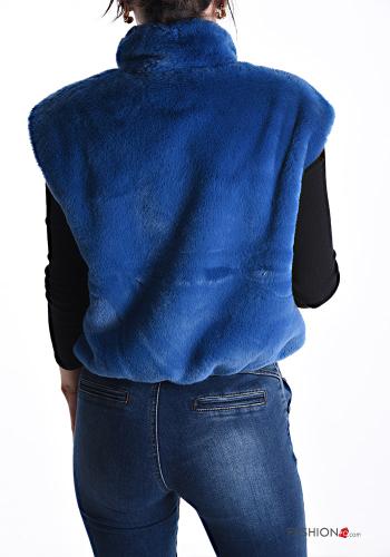 Colete pelo sintético com bolsos com fecho com forro - ph 2