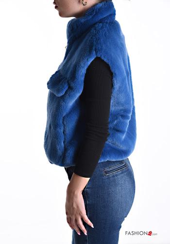 Colete pelo sintético com bolsos com fecho com forro - ph 3