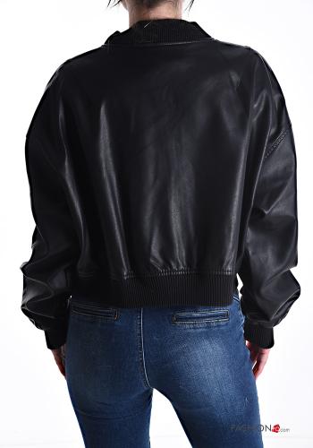 Cazadora estilo biker imitación de cuero con cremallera con forro - ph 2