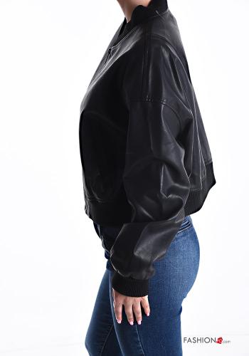 Cazadora estilo biker imitación de cuero con cremallera con forro - ph 3