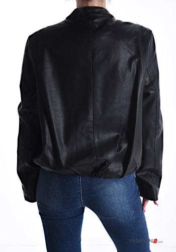Blouson Style Motard faux cuir à boutons avec doublure - ph 2