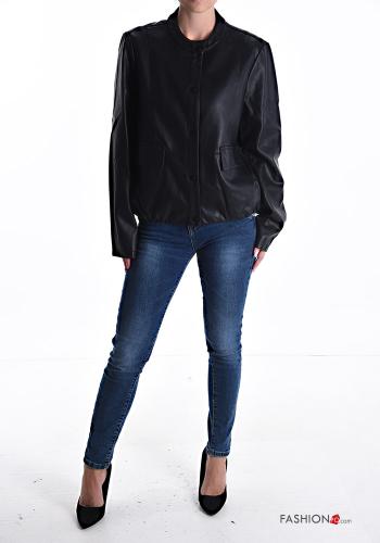 Blouson Style Motard faux cuir à boutons avec doublure - ph 5