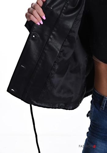 Blouson Style Motard faux cuir à collet à boutons avec doublure - ph 6