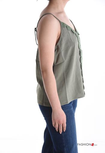 Embroidered adjustable sleeveless Linen Top with v-neck - ph 3