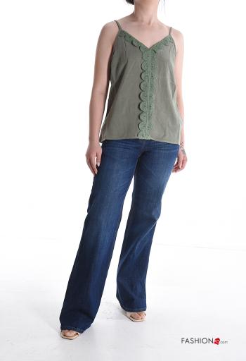 Embroidered adjustable sleeveless Linen Top with v-neck - ph 5