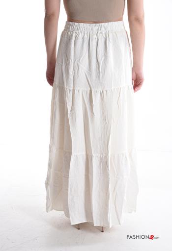 Gonna in Cotone Fantasia ricamata con balze con elastico - ph 2